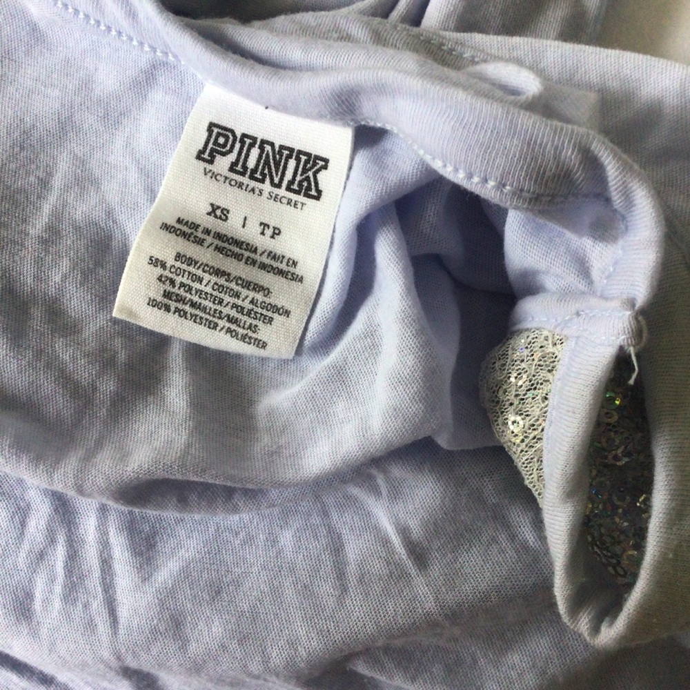 VICTORIAS SECRET PINK Y2K PURPLE SEQUIN TEE XS - Picture 7 of 14